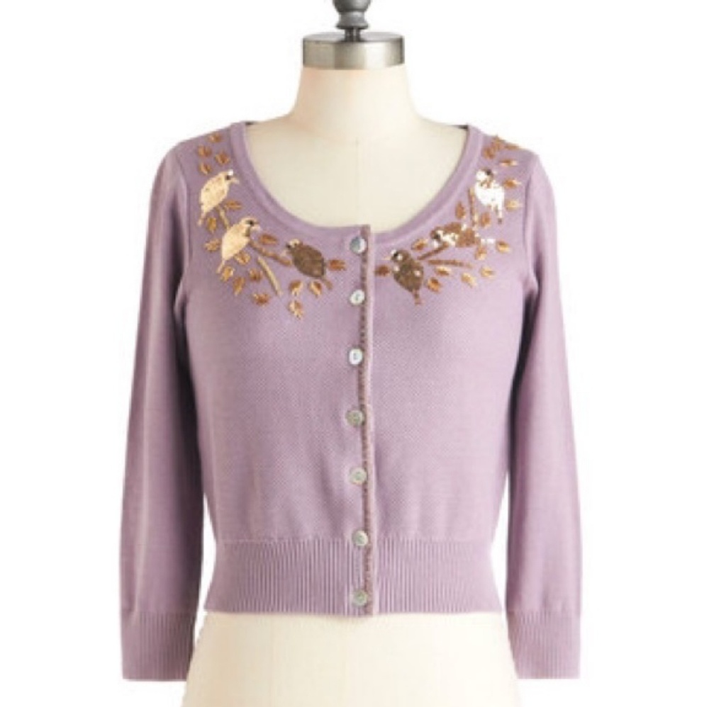 Modcloth bird-sequined cardigan